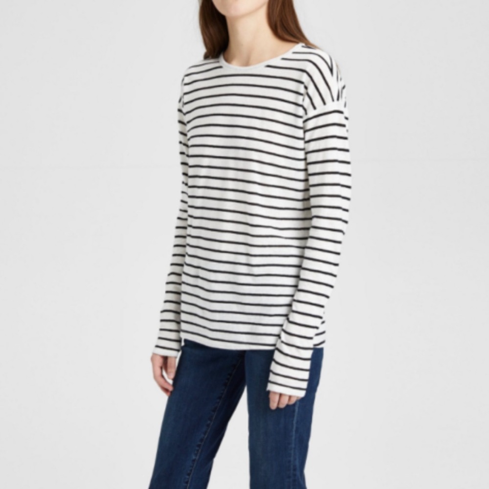 Theory Womens Navigate Stripe Long Sleeve Top